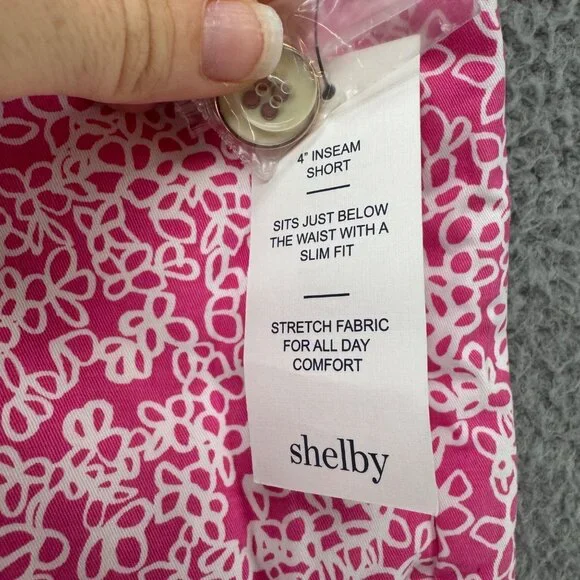 Crown Ivy Shelby Scallop Shorts Womens Pink White Printed 4" Size 12 - Picture 4 of 11